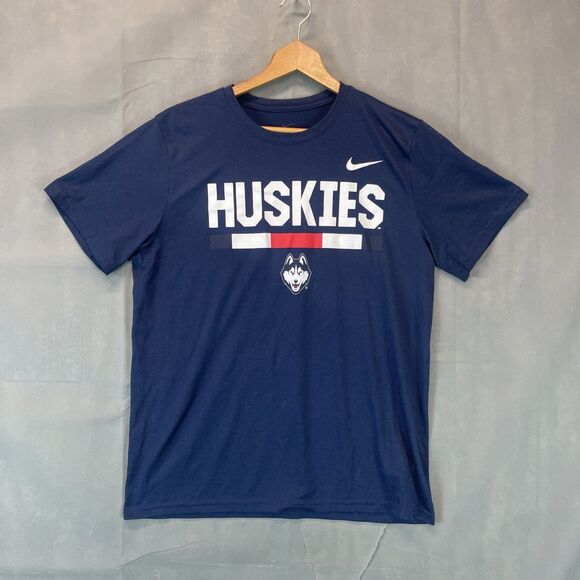 UConn Huskies Nike Dri-Fit L Short Sleeve Shirt Men's Navy - Picture 1 of 6